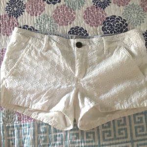 White lace shorts